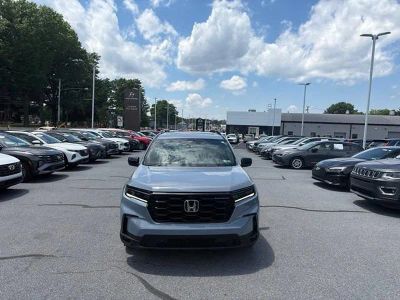 2025 Honda Pilot Black Edition in Sonic Gray Pearl — front three-quarter view