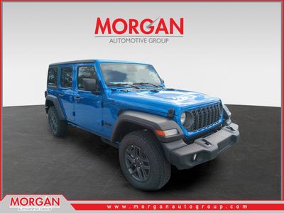 2026 Jeep Wrangler Sport S in Blue — front three-quarter view