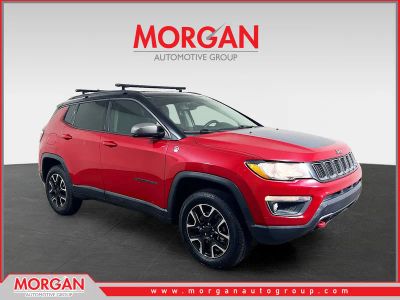 2019 Jeep Compass Trailhawk in Red — front three-quarter view