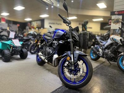 2025 Yamaha MT-07 in TEAM YAMAHA BLUE — front three-quarter view