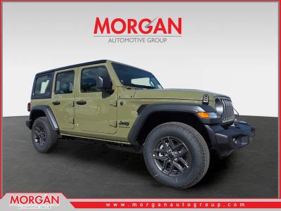 2026 Jeep Wrangler Sport in Green — front three-quarter view