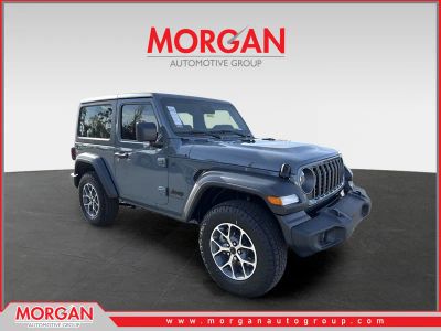 2026 Jeep Wrangler Sport S in Gray — front three-quarter view