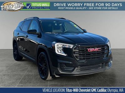 2023 GMC Terrain SLE in Ebony Twilight Metallic — front three-quarter view
