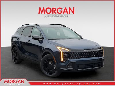 2026 Kia Sportage Plug-In Hybrid X-Line Prestige in Blue — front three-quarter view