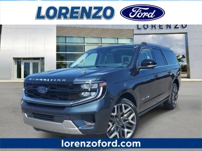 2026 Ford Expedition Max Platinum in Stone Blue Metallic — front three-quarter view