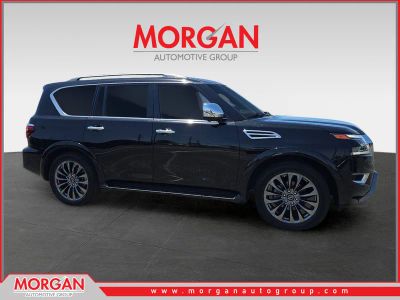 2023 Nissan Armada Platinum in Black — front three-quarter view
