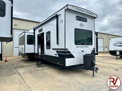 2025 Forest River RV Sandpiper Destination Trailers — rear three-quarter view