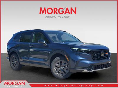 2026 Honda CR-V Hybrid TrailSport in Canyon River Blue Metallic — front three-quarter view