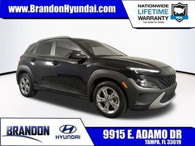 2022 Hyundai Kona SEL in Black — front three-quarter view