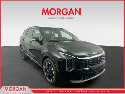 2026 Kia Sportage SX-Prestige in Ebony Black — front three-quarter view