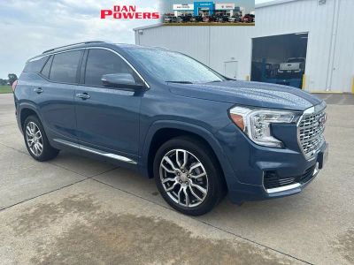 2024 GMC Terrain Denali in Downpour Metallic — front three-quarter view