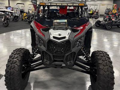 2025 Can-Am Maverick X3 Max RS Turbo RR Fiery Red & Hyper Silver — side profile view
