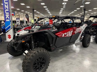 2025 Can-Am Maverick X3 Max RS Turbo RR Fiery Red & Hyper Silver — front three-quarter view