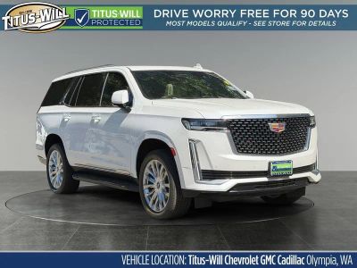 2024 Cadillac Escalade Premium Luxury in Crystal White Tricoat — front three-quarter view