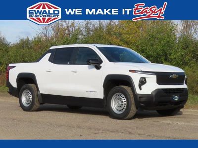2026 Chevrolet Silverado EV Work Truck in Summit White — front three-quarter view
