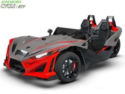 2026 Polaris Slingshot® R AutoDrive Radiant Gray with Indy Red Pearl — front three-quarter view