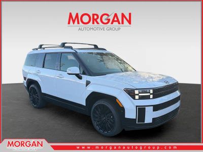 2026 Hyundai SANTA FE Calligraphy in Serenity White — front three-quarter view