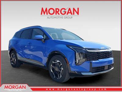 2026 Kia Sportage SX in Nebular Blue — front three-quarter view