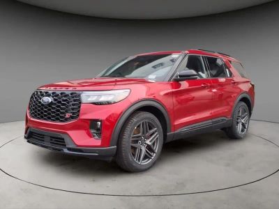 2026 Ford Explorer ST in Red Metallic — front three-quarter view
