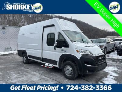 2024 RAM Promaster Super High Roof Delivery Van in Bright White Clear-Coat Exterior Paint — front three-quarter view