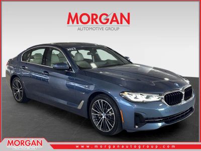 2023 BMW 5 Series 530e iPerformance in Blue — front three-quarter view