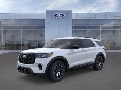 2026 Ford Explorer in A3 Silver — front three-quarter view