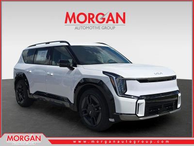 2026 Kia EV9 GT-Line in Glacial White Pearl — front three-quarter view