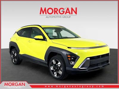 2025 Hyundai Kona SEL in Yellow — front three-quarter view