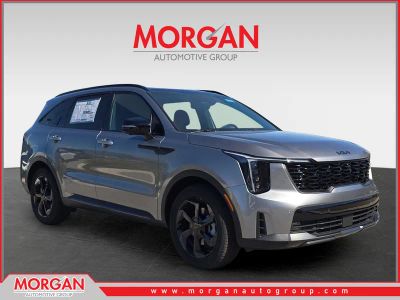 2026 Kia Sorento Hybrid X-Line SX Prestige in Steel Gray — front three-quarter view