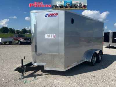 2023 PACE 14FT CARGO FLAT Base in Gray — front three-quarter view
