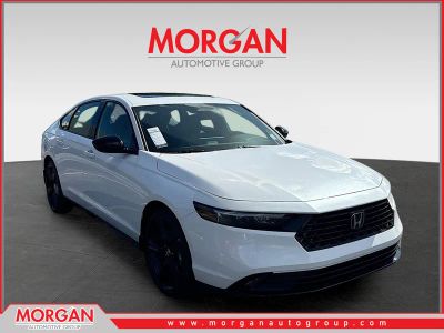 2026 Honda Accord Hybrid Sport-L in Platinum White Pearl — front three-quarter view