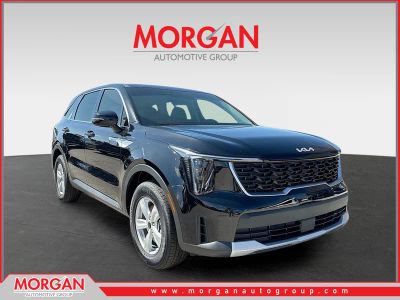 2026 Kia Sorento LX in Ebony Black — front three-quarter view