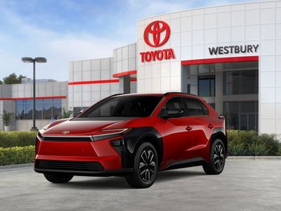 2026 Toyota bZ XLE in Supersonic Red — front three-quarter view