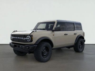 2026 Ford Bronco Badlands in Desert Sand — front three-quarter view
