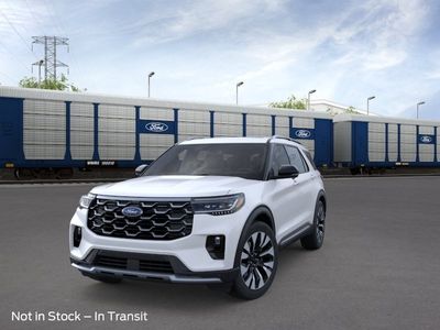 2026 Ford Explorer Platinum in Star White Metallic Tri-Coat — front three-quarter view