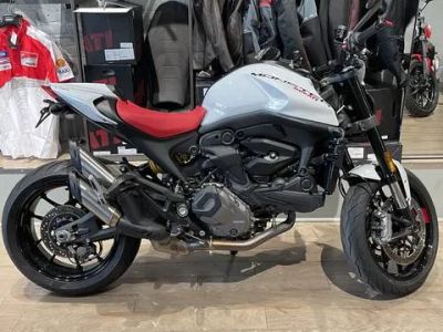 2024 Ducati Monster Plus Iceberg White — front three-quarter view