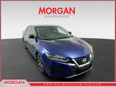 2023 Nissan Maxima SV in Deep Blue Pearl — front three-quarter view