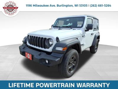 2026 Jeep Wrangler WRANGLER 2-DOOR SPORT in Bright White Clear-Coat Exterior Paint — front three-quarter view