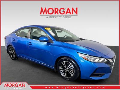 2020 Nissan Sentra SV in Electric Blue Metallic — front three-quarter view