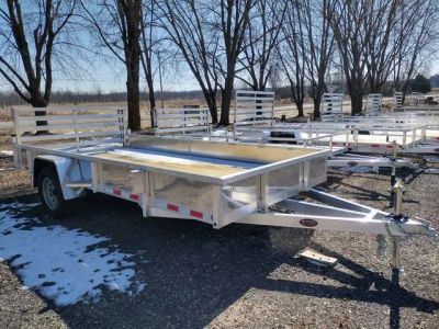 2026 Mid Michigan Trailers 7x14 SA, Aluminum Utility, ATP Sides, regular ramp — front three-quarter view