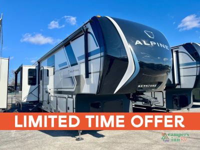 2026 Keystone RV Alpine in white fog — front three-quarter view
