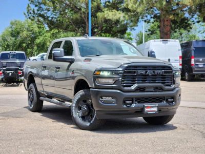 2026 RAM 3500 RAM 3500 TRADESMAN CREW CAB 4X4 6'4' BOX in Ceramic Gray Clear-Coat Exterior Paint — front three-quarter view