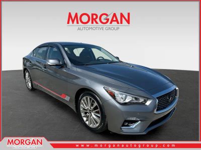 2022 INFINITI Q50 LUXE in Graphite Shadow — front three-quarter view