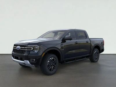2026 Ford Ranger LARIAT in Shadow Black — front three-quarter view