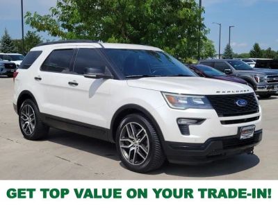2018 Ford Explorer Sport in White Platinum Clearcoat Metallic — front three-quarter view