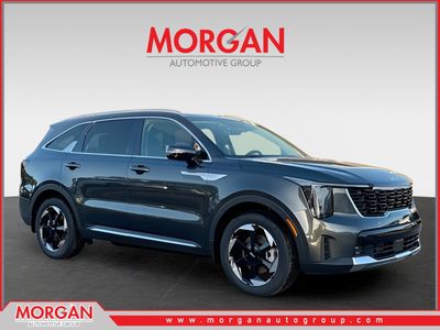 2026 Kia Sorento Hybrid EX in Interstellar Gray — front three-quarter view