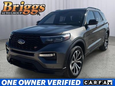 2020 Ford Explorer ST in Magnetic Metallic — front three-quarter view