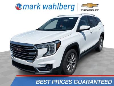 2019 GMC Terrain SLT in Summit White — front three-quarter view
