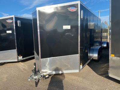 2022 AmeraLite Trailers ATMT716TA2 in BLACK — front three-quarter view