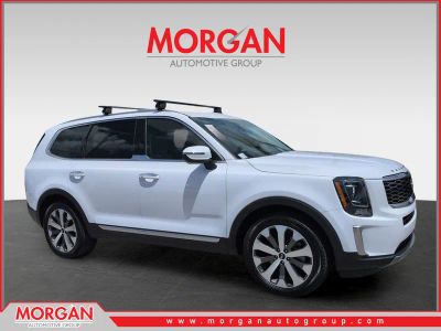 2021 Kia Telluride S in White — front three-quarter view